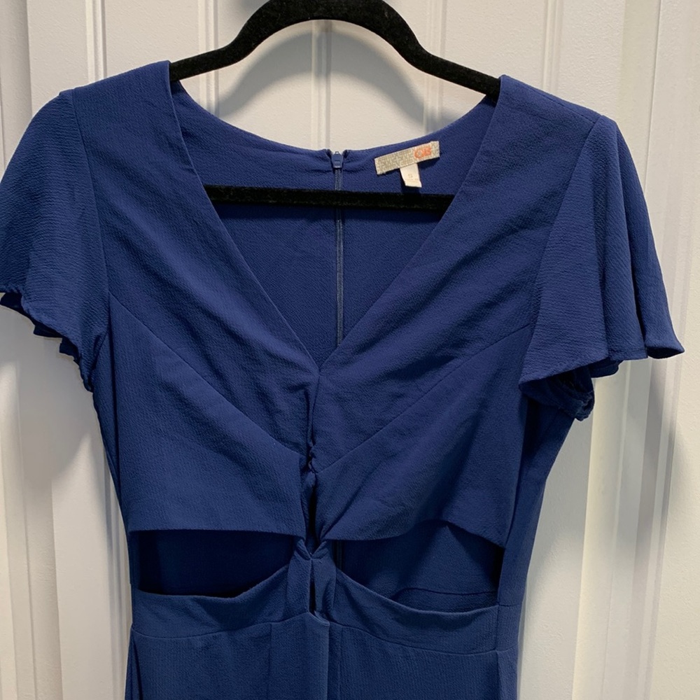 Gianni Bini. Dark blue. maxi slit dress with flutter sleeves. Size small.